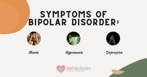 Symptoms of Bipolar Disorder:1. Mania 2. Hypomania 3. Depression