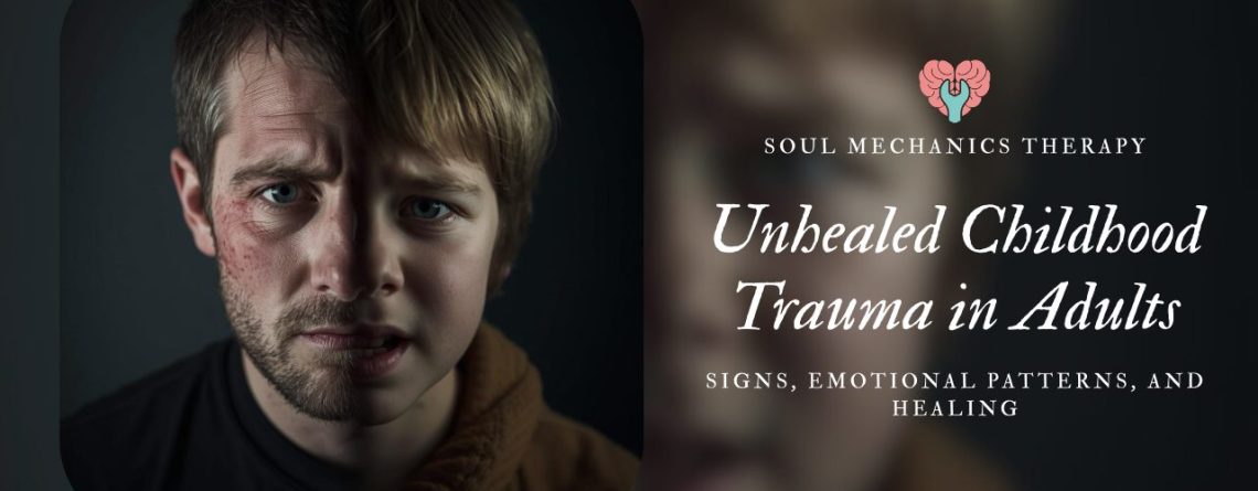 adult reflecting on unhealed childhood trauma and emotional patterns affecting relationships