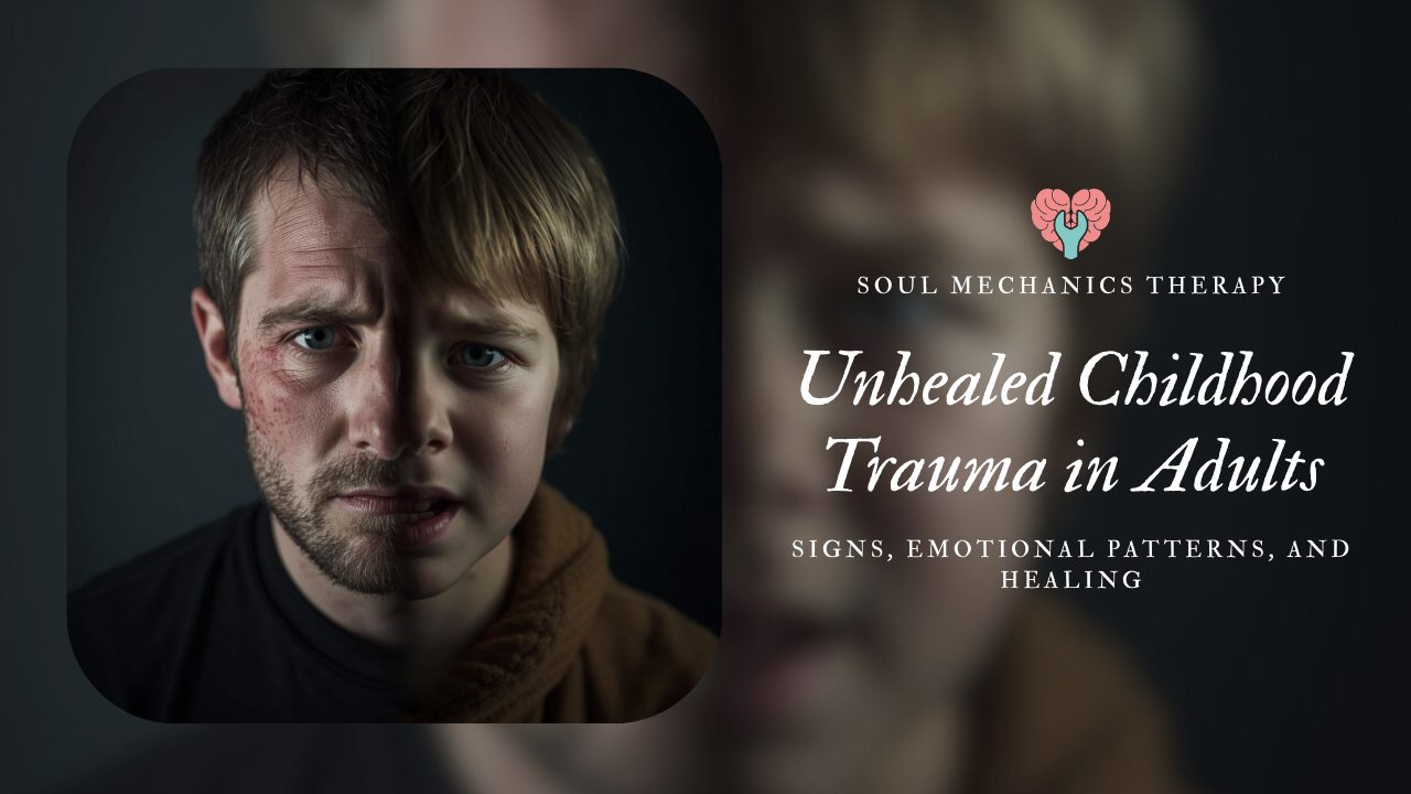 adult reflecting on unhealed childhood trauma and emotional patterns affecting relationships