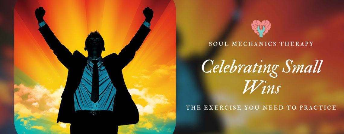 person celebrating their small wins and recognising their daily effort