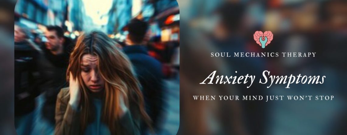 person struggling with anxiety mind won’t switch off and thoughts keep running